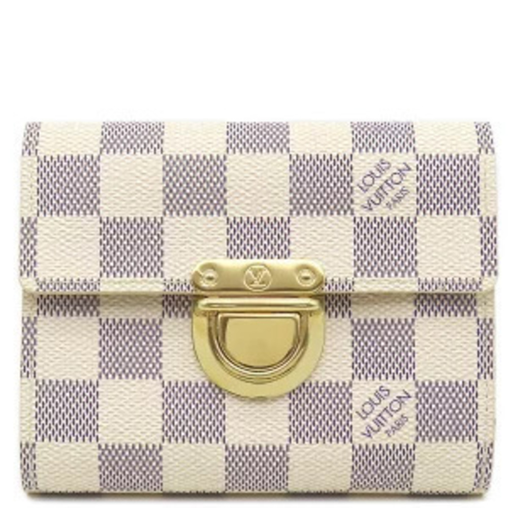 Louis Vuitton Portefeuille Koala Tri fold Wallet Damier Azur White Canvas White